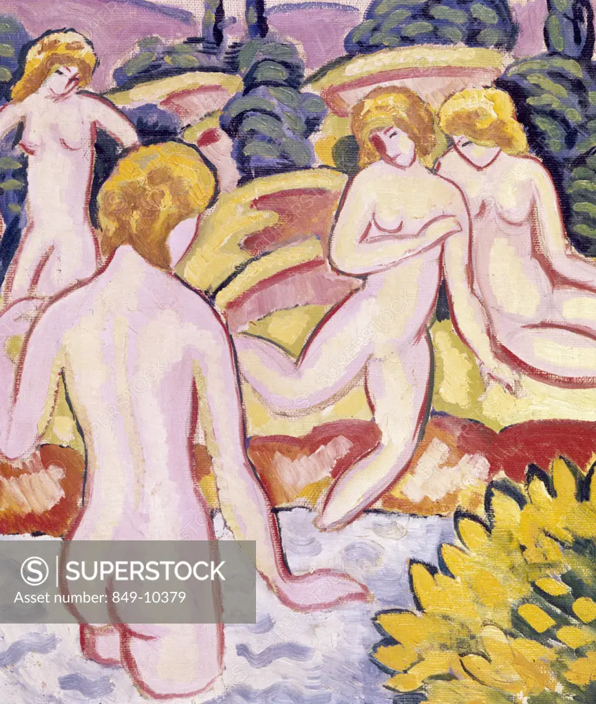 Naked women by lake,  Painting