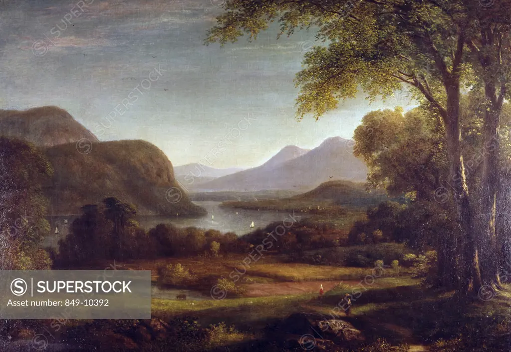 Arcadian Landscape,  artist unknown,  oil on canvas,  (19th C),  USA,  Pennsylvania,  Philadelphia,  David David Gallery