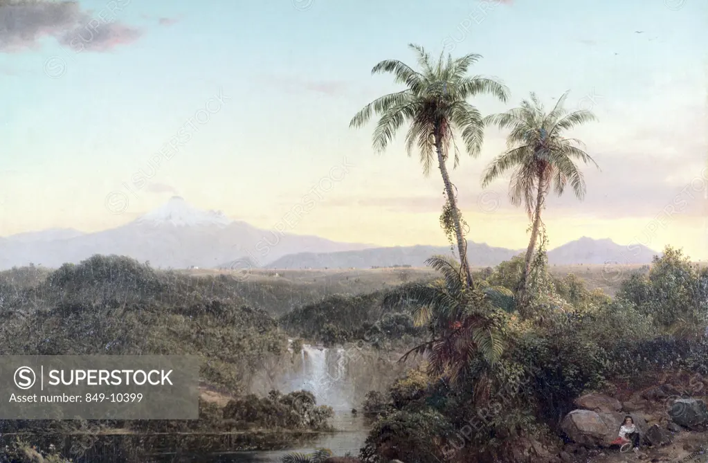South American Landscape by Frederic Edwin Church,  oil on canvas,  (1826-1900),  USA,  Pennsylvania,  Philadelphia,  David David Gallery