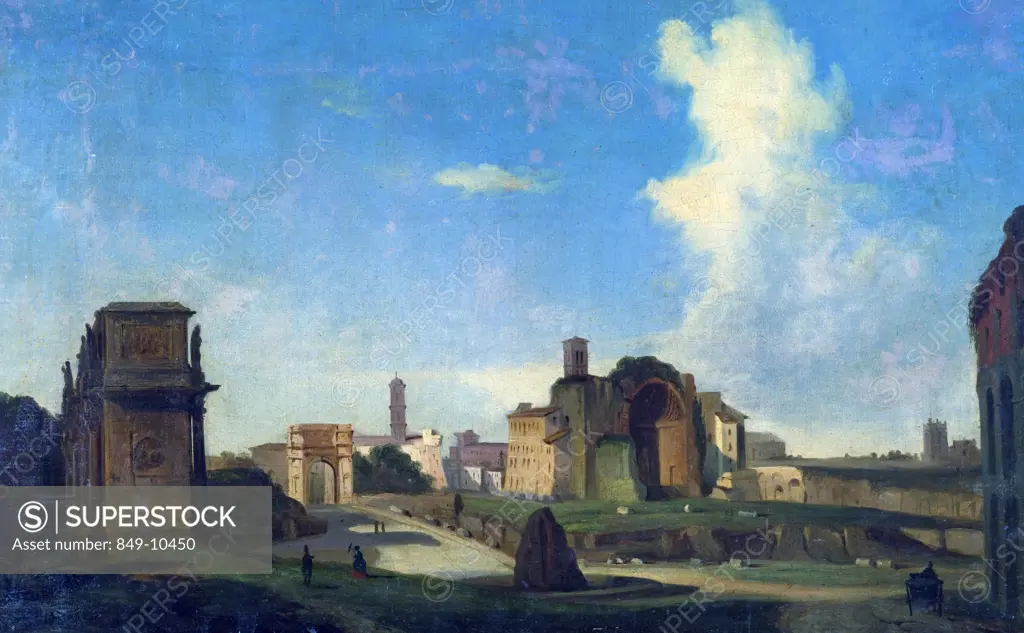 Roman Ruins by Ippolito Caffi,  Painting,  (1809-1866),  USA,  Pennsylvania,  Philadelphia,  David David Gallery