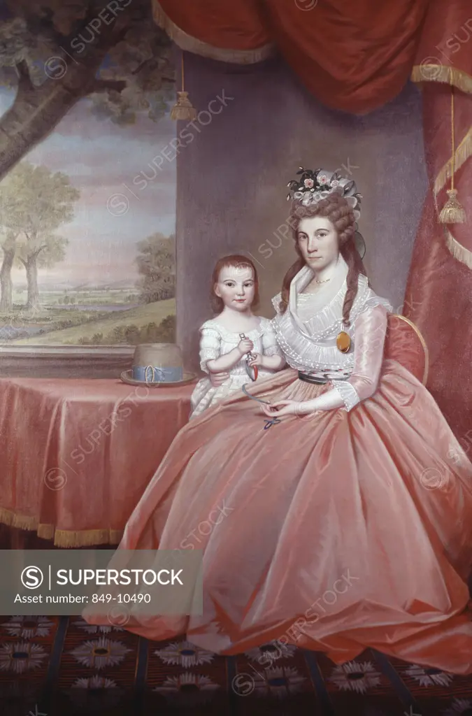 Mrs. Elijah Boardman And Her Son Ralph Earl (1751-1801 American) Oil On Canvas David David Gallery, Philadelphia, Pennsylvania, USA