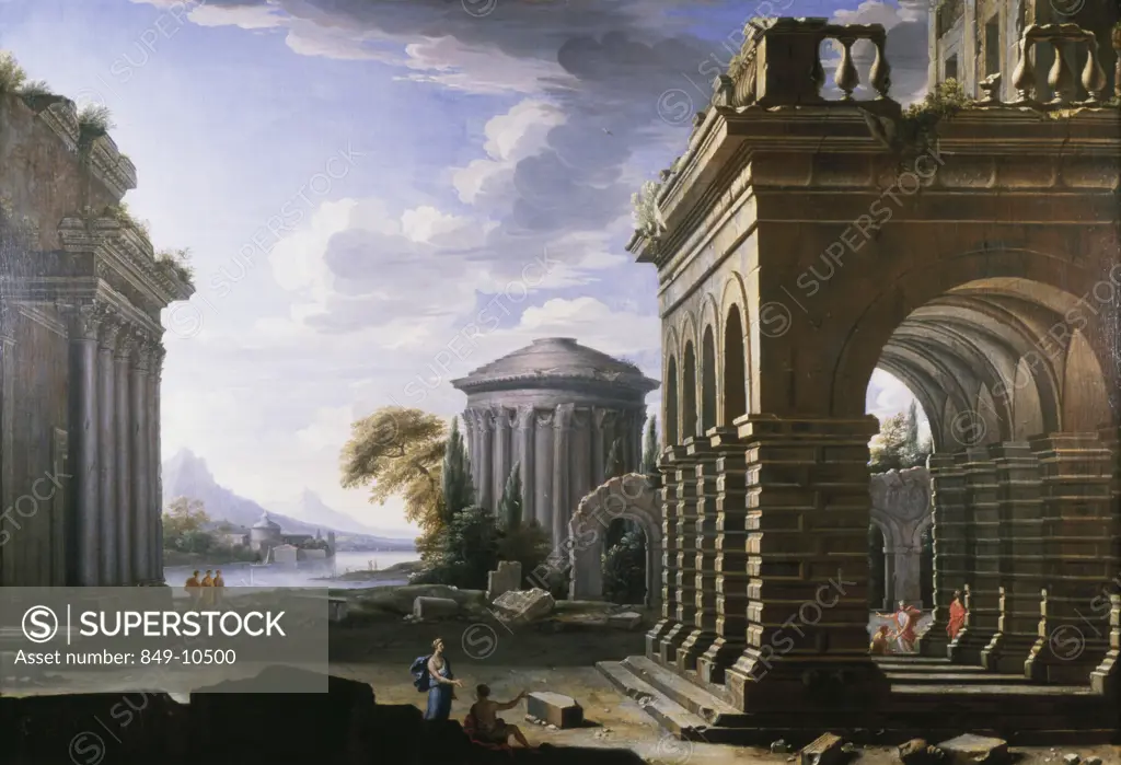 Architectural Study  Panini, Giovanni Paolo(1692-1765 Italian) Oil On Wood Panel David David Gallery, Philadelphia,Pennsylvania USA 