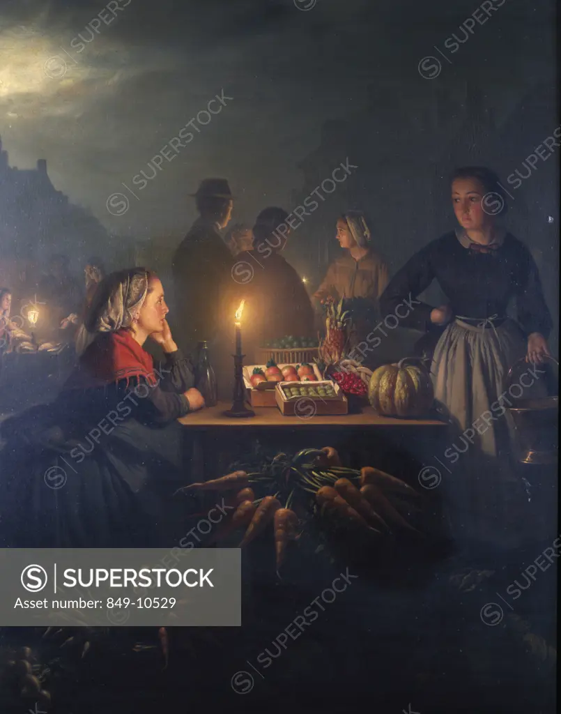 Candlelight by Petrus van Schendel,  oil painting,  (1806-1870),  USA,  Pennsylvania,  Philadelphia,  David David Gallery