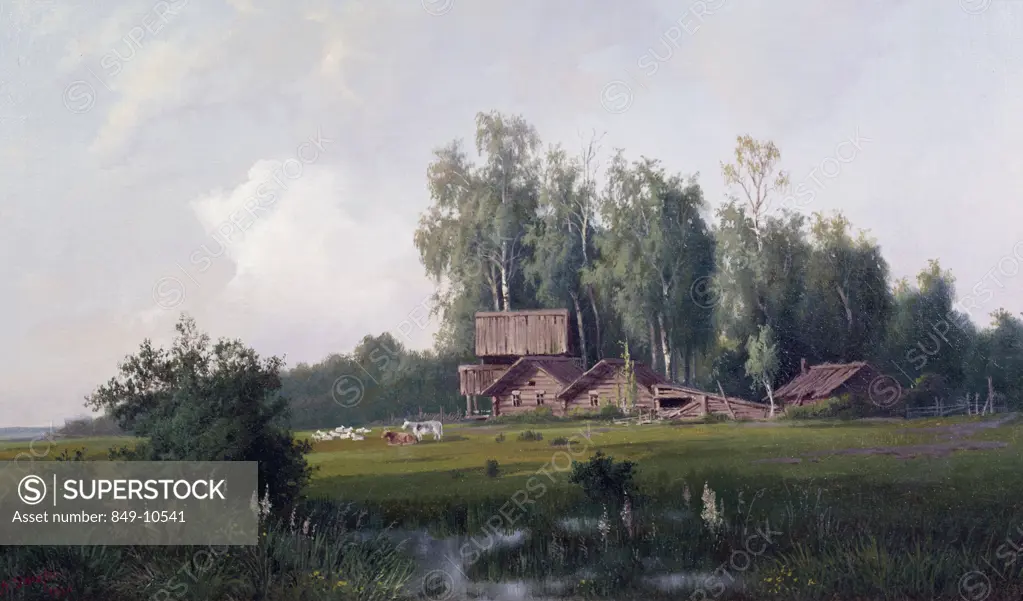 Russian Farmhouse by D. Kropine,  oil painting,  19th century,  USA,  Pennsylvania,  Philadelphia,  David David Gallery