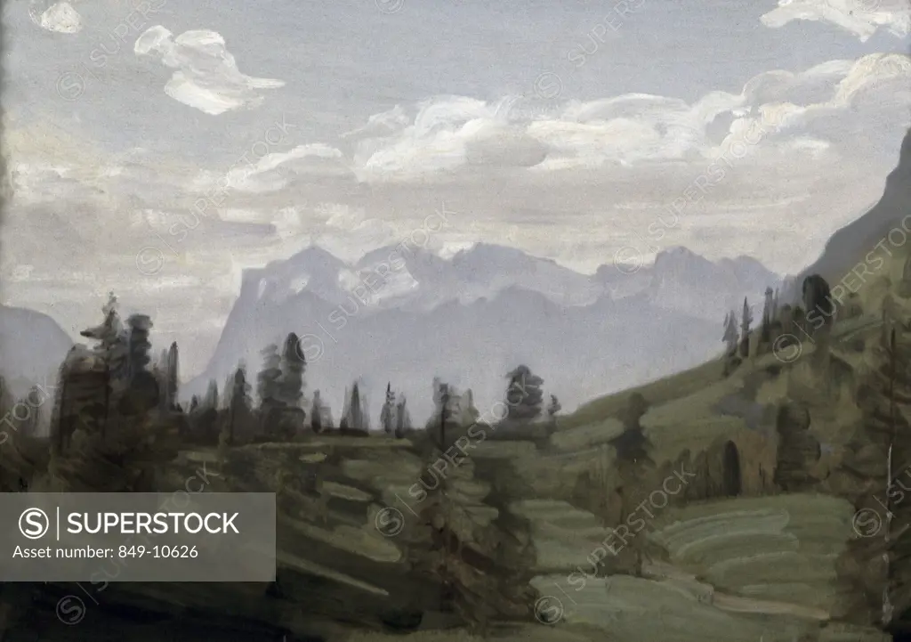 The Wetterhorn by Harold Speed,  oil on wood,  (1872-1957),  USA,  Pennsylvania,  Philadelphia,  David David Gallery