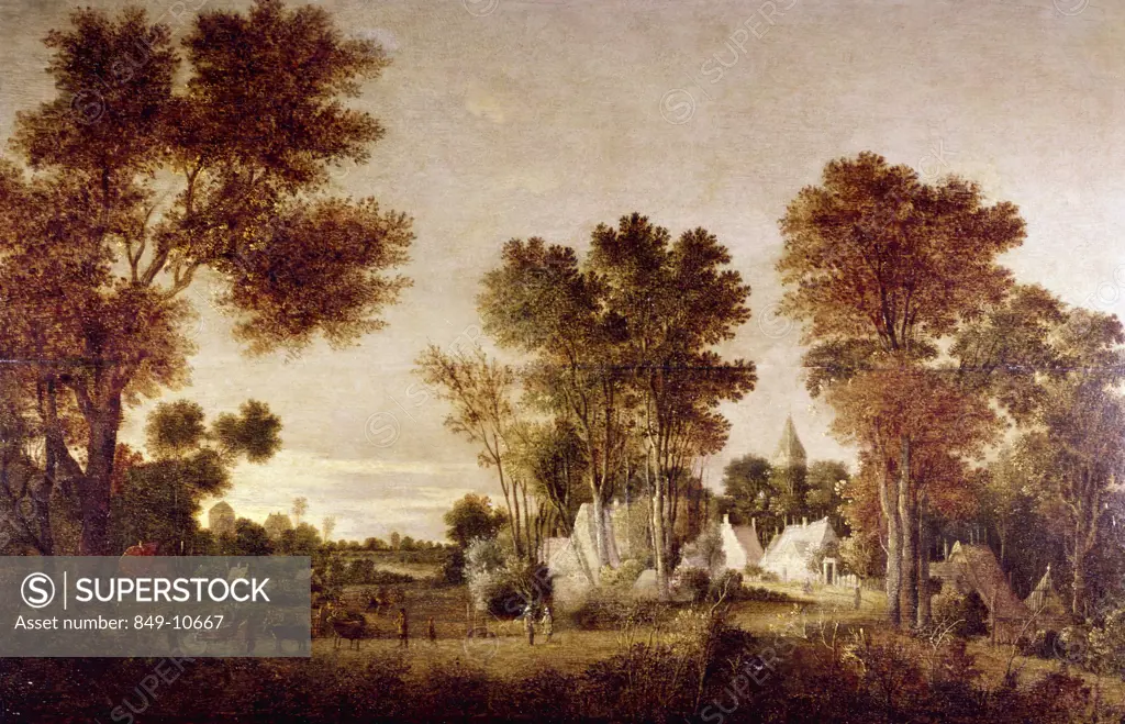 Landscape by unknown Flemish artist,  oil on wood,  17th century,  USA,  Pennsylvania,  Philadelphia,  David David Gallery