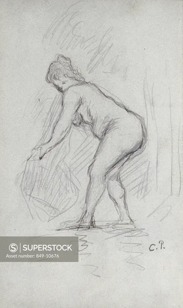 Nu Debout Camille Pissarro (1830-1903/French) Pencil, Pen, and Ink David David Gallery, Philadelphia, Pennsylvania, USA