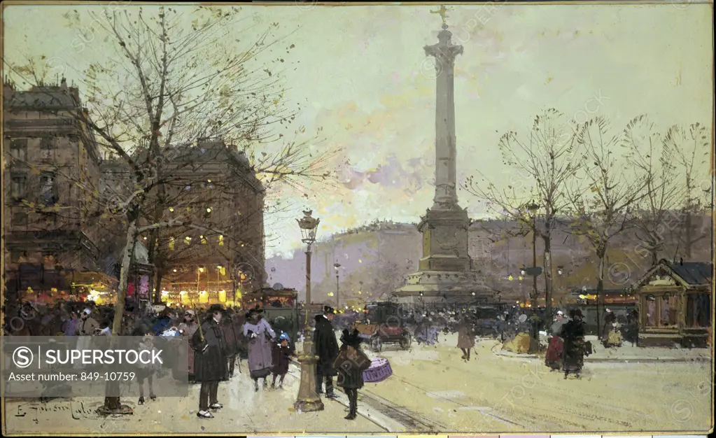 La Place Clichy, Paris by Eugene Galien, mixed media, 1854-1941, USA, Pennsylvania, Philadelphia, David David Gallery