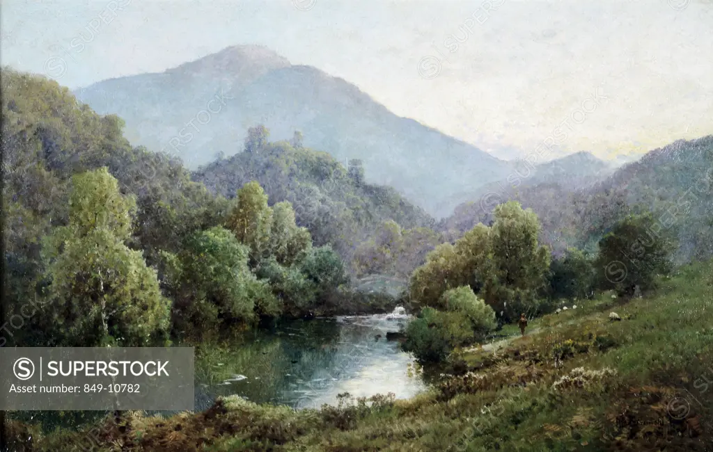 English Mountain Lake Alfred de Breanski (1869-1893 British) Oil on canvas David David Gallery, Philadelphia