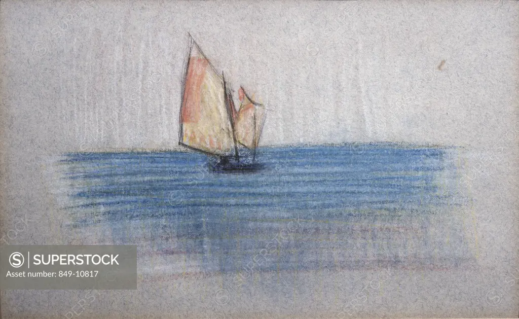 Sailboat by Arthur Beecher Carles, pastel drawing, 1882-1952, USA, Pennsylvania, Philadelphia, David David Gallery