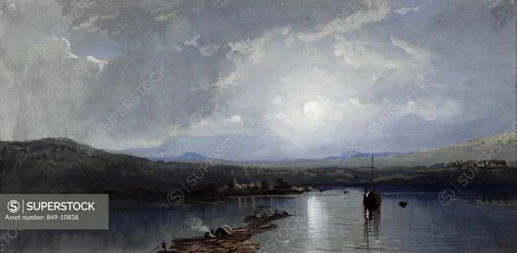 Moonlit River William Trost Richards (1833-1905 American) David David Gallery, Philadephia 