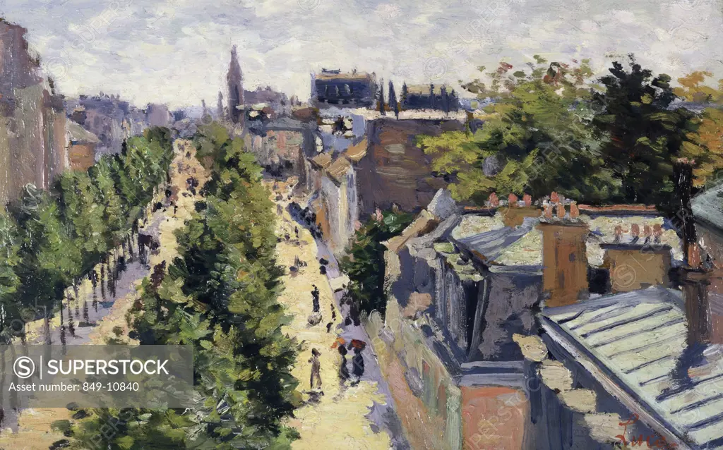 Rooftops, Paris by Maximilien Luce, oil on wood panel, 1900, 1858-1941, USA, Pennsylvania, Philadelphia, David David Gallery