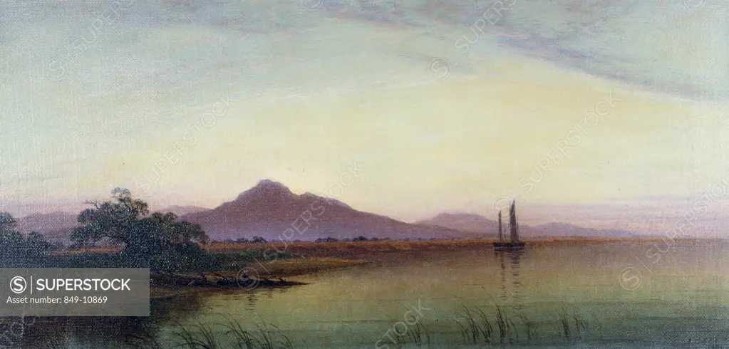 River Sunset by John Ross Key,  (1832-1920),  USA,  Pennsylvania,  Philadelphia,  David David Gallery,  1911