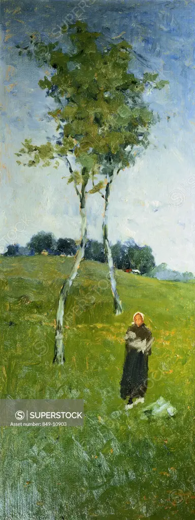 Under a French Sky  William Merrit Chase (1849-1916 American) Oil on wood panel David David Gallery, Philadelphia, Pennsylvania, USA