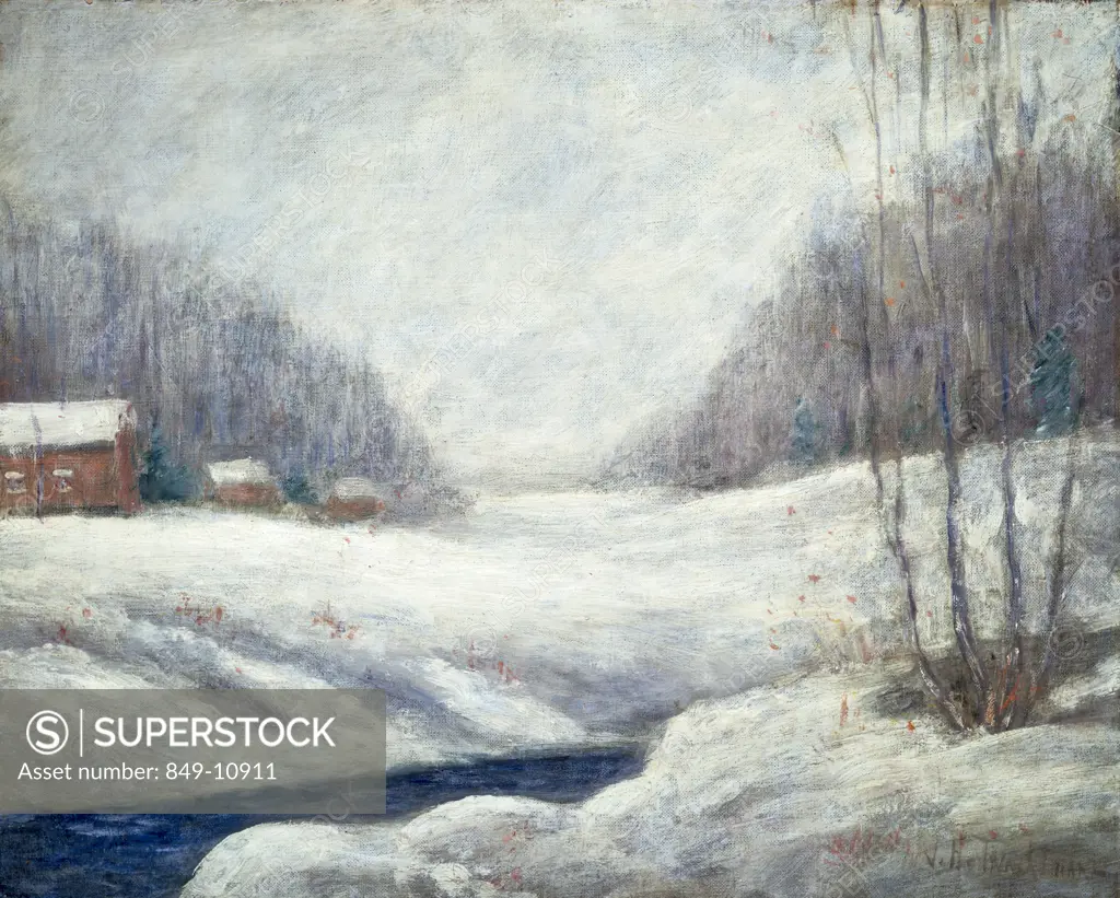 Winter Landscape by John Henry Twachtman,  oil on canvas,  (1853-1902),  USA,  Pennsylvania,  Philadelphia,  David David Gallery