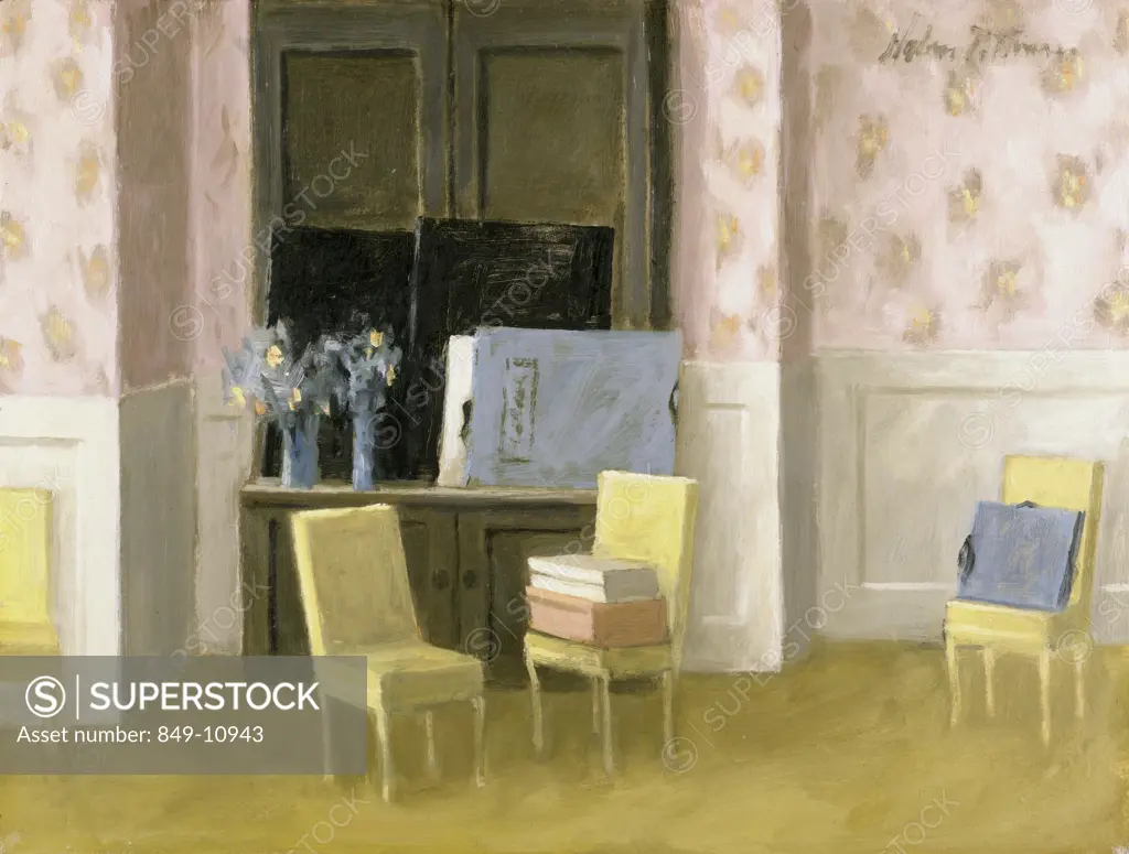Interior with Chairs by Hobson Pittman, oil on wood panel, 1889-1972, USA, Pennsylvania, Philadelphia, David David Gallery