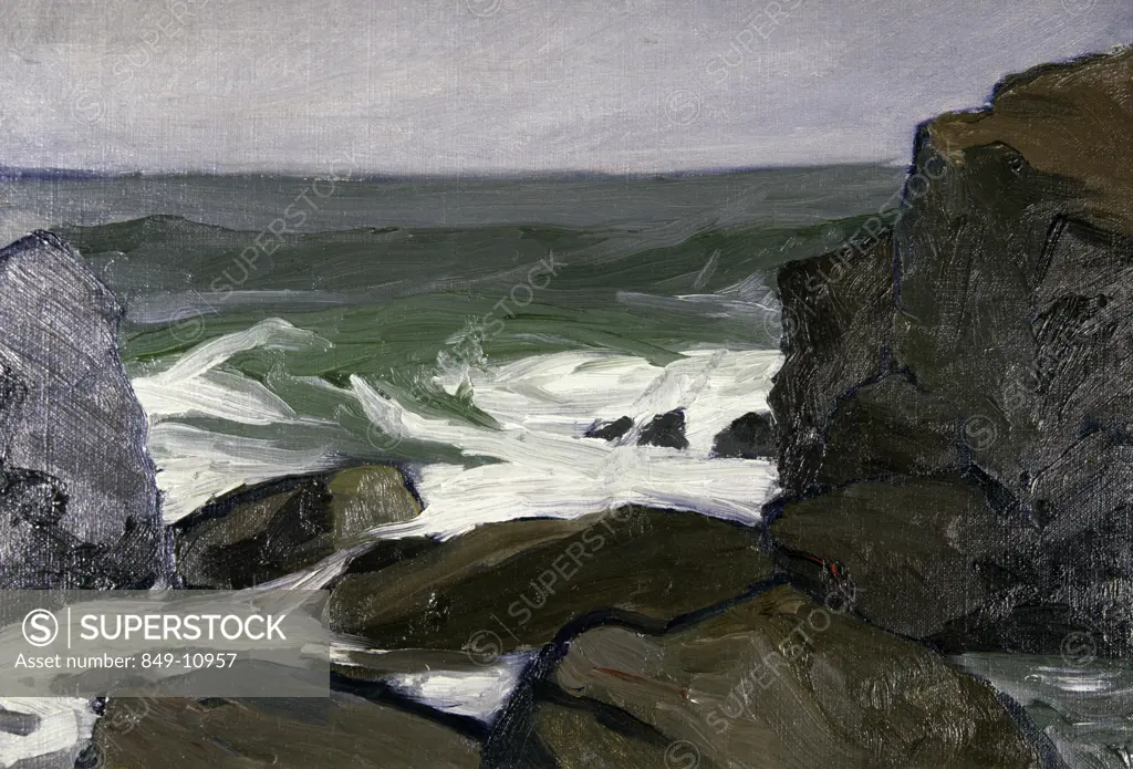 Crashing Surf by Yarnall Abbott,  oil on wood panel,  (1870-1938),  USA,  Pennsylvania,  Philadelphia,  David David Gallery