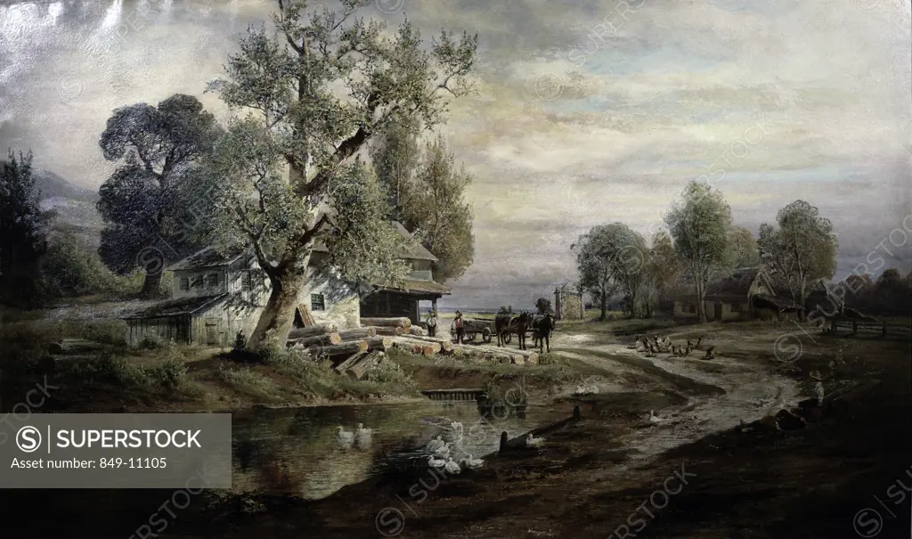 Old Homestead by Charles P. Weber,  oil on canvas,  (b.1849 ),  USA,  Pennsylvania,  Philadelphia,  David David Gallery