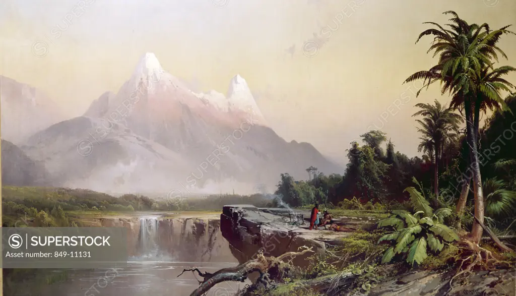South American Landscape by George Frederick Bensell,  oil on canvas,  (1837-1879),  USA,  Pennsylvania,  Philadelphia,  David David Gallery