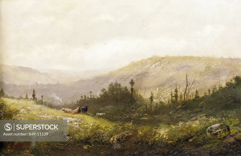 Country Hillside by Christopher Shearer,  oil on canvas,  (1840-1926),  USA,  Pennsylvania,  Philadelphia,  David David Gallery
