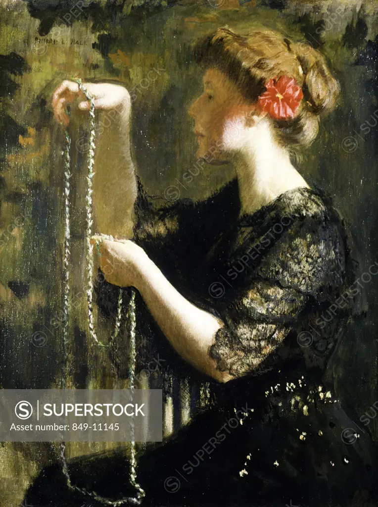 Turquoise & Lace by Philip Leslie Hale,  (1865-1931),  USA,  Pennsylvania,  Philadelphia,  David David Gallery