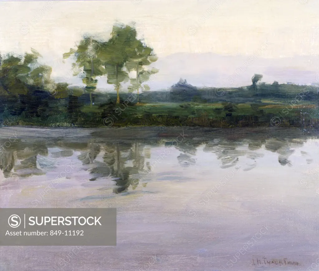 River Landscape by John Henry Twachtman, oil on canvas, (1853-1902), USA, Pennsylvania, Philadelphia, David David Gallery