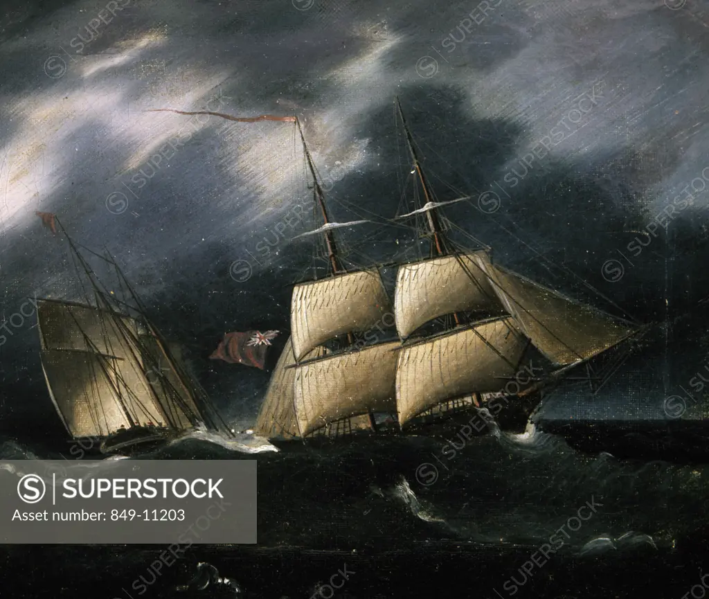 Stormy Seas by James Buttersworth, oil on canvas, (1817-1894), USA, Pennsylvania, Philadelphia, David David Gallery