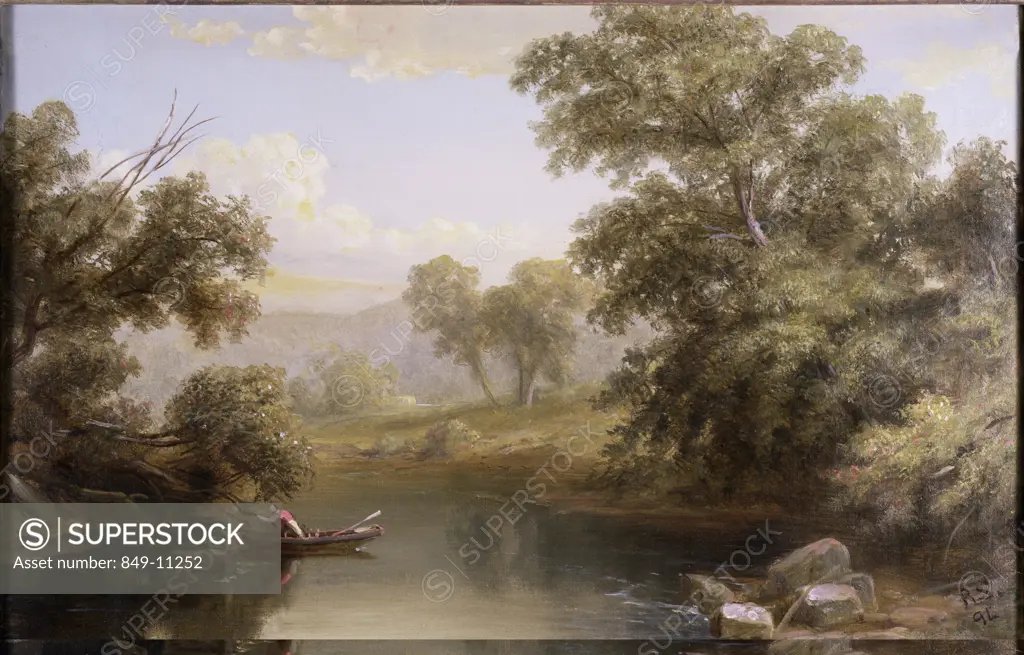 Summer on the Creek  1891 Russell Smith (1812-1896 American) Oil on Canvas David David Gallery, Philadelphia, USA 