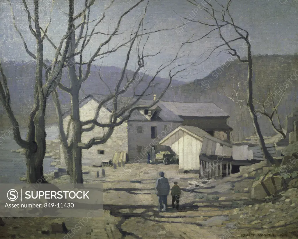 Stone Mill-Bucks County 1909 Robert Spencer (1879-1931/American) Oil on Canvas David David Gallery, Philadephia, Pennsylvania, USA
