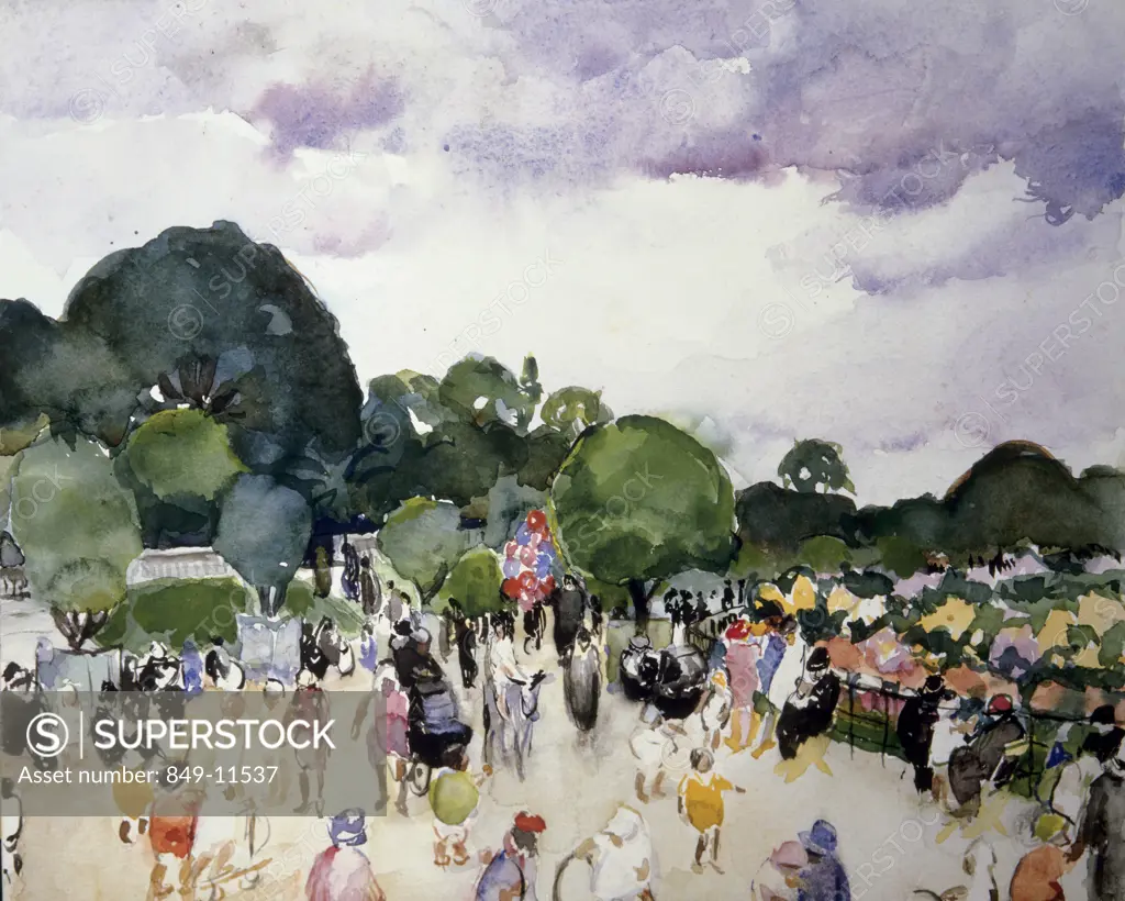 Luxembourg Gardens, France by Martha Walter, watercolor, 1920, 1875-1976, USA, Pennsylvania, Philadelphia, David David Gallery