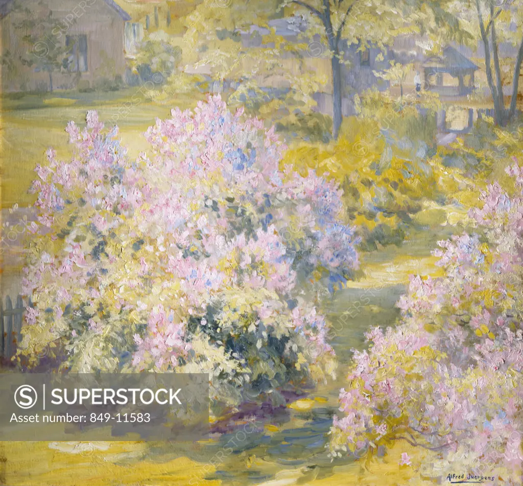 Blossoming Spring by Alfred Juergens,  oil on board,  (1866-1943),  USA,  Pennsylvania,  Philadelphia,  David David Gallery,  1900