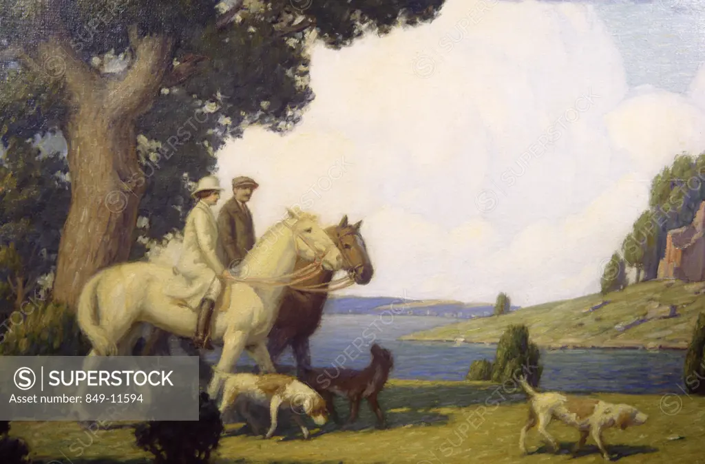 Afternoon Ride by Andrew Thomas Schwartz,  oil on canvas,  (1867-1942),  USA,  Pennsylvania,  Philadelphia,  David David Gallery