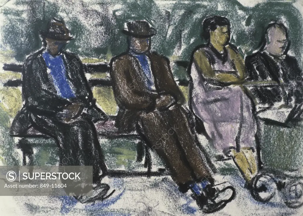 Rest At The Park  ca.1930 Ethel Ashton (1896-1975/American) Pastel on paper David David Gallery, Philadelphia 