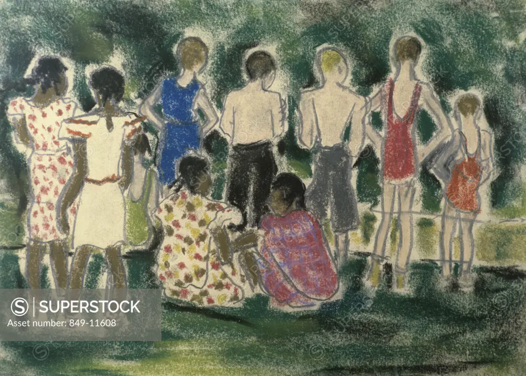 Children At The Park Ethel Ashton (1896-1975/American) Pastel on paper David David Gallery, Philadelphia 