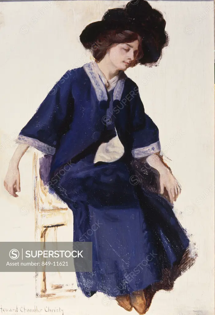 Resting by Howard Chandler Christy,  oil on board,  (1873-1952),  USA,  Pennsylvania,  Philadelphia,  David David Gallery