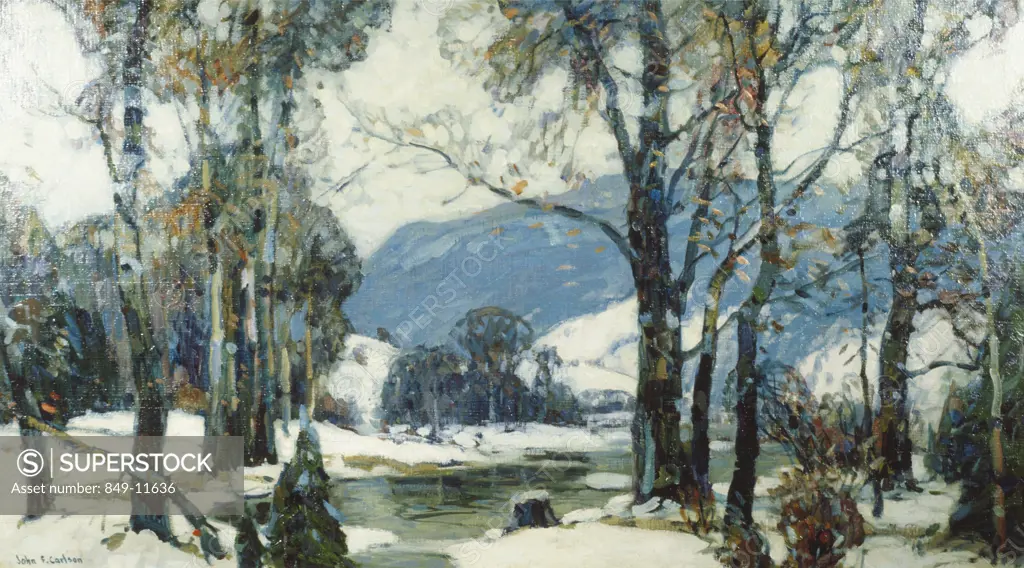 Inland Snow by John Fabian Carlson,  oil on canvas,  (1874-1945),  USA,  Pennsylvania,  Philadelphia,  David David Gallery