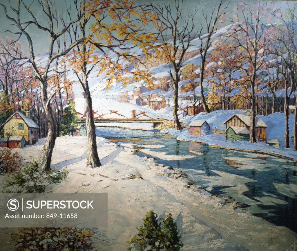 Canal in Winter by Carol Sirak,  (1906-1976),  USA,  Pennsylvania,  Philadelphia,  David David Gallery