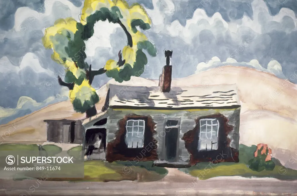 Approaching Storm by Charles Burchfield,  watercolor painting,  (1893-1967),  USA,  Philadelphia,  Pennsylvania,  David David Gallery