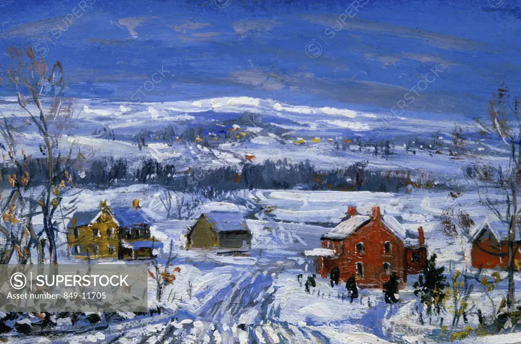 Winter Bucks County by Walter Emerson Baum, oil on board, 1935, 1884-1956