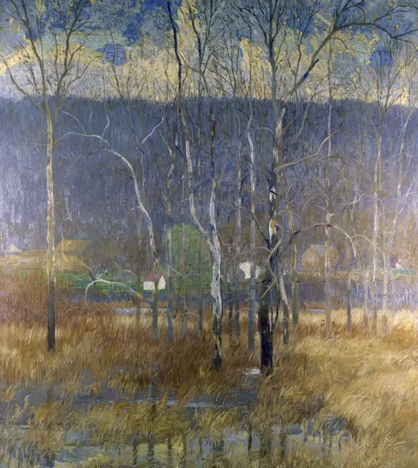 Grey Day in March by Daniel Garber,  oil on canvas,  (1880-1958),  USA,  Pennsylvania,  Philadelphia,  David David Gallery