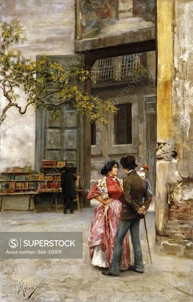 Spaccanapoli. Vincenzo Migliaro (1858-1938). Oil on canvas. 61.6 x 40cm.