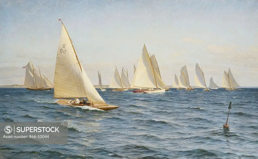 The Race. Axel Johansen (1872-1938). Oil on canvas. Dated 1921. 102.6 x 162.7cm.