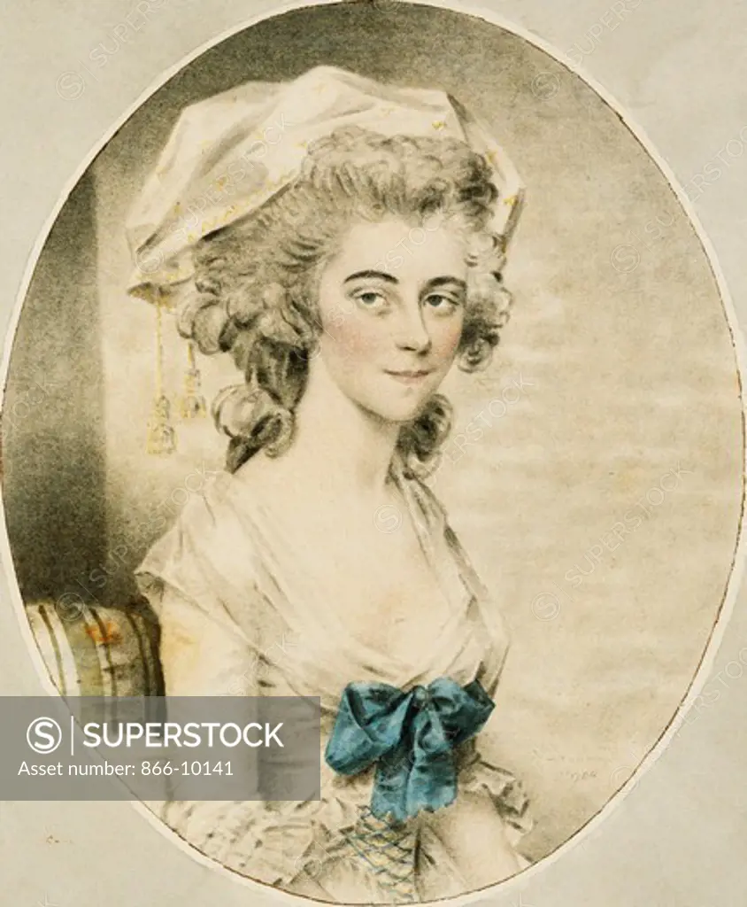 Portrait of Mrs. Boyd. John Downman (1750-1824). Black chalk, stump and watercolour. Dated 1784. 19.3 x 15.9cm.