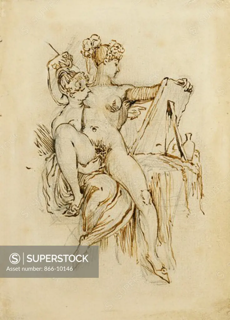 Sapphic Love. Henry Fuseli (Johann Heinrich Fussli) (1741-1825). Pencil and pen and brown ink. 17.2 x 12.4cm.