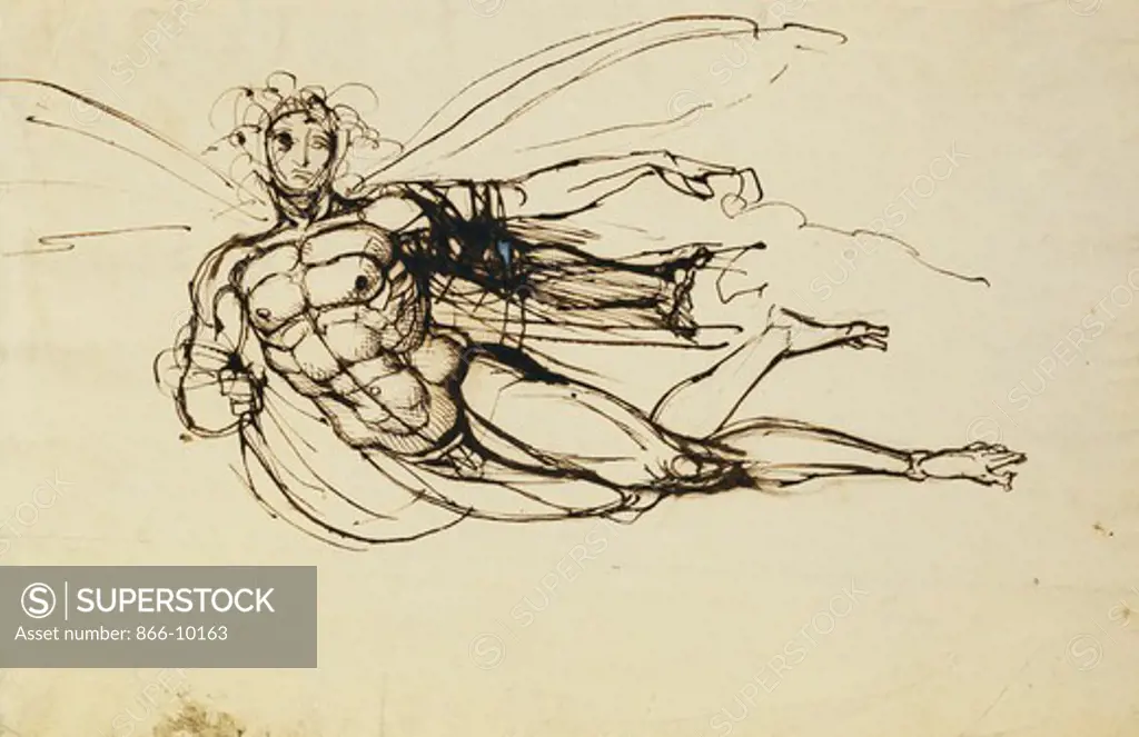 Satan () (recto). Henry Fuseli (Johann Heinrich Fussli) (1741-1825). Pencil. 20.2 x 30.5cm.