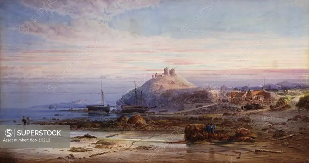 Cricceith Castle. George Wolfe (1834-1890). Pencil and watercolour heightened with white. 57.2 x 106.7cm.