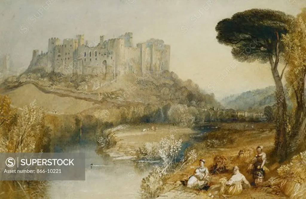 Ludlow Castle. Joseph Mallord William Turner (1775-1851). Pencil and watercolour heightened with scratching out and gum arabic. 29.4 x 45cm.