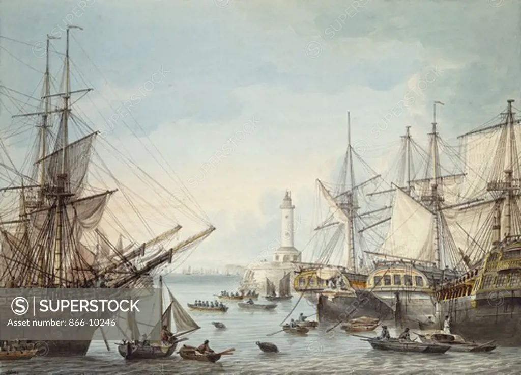 Ramsgate. Samuel Atkins (1787-1808). Pencil and watercolour. Dated 1805. 28.2 x 39.3cm.