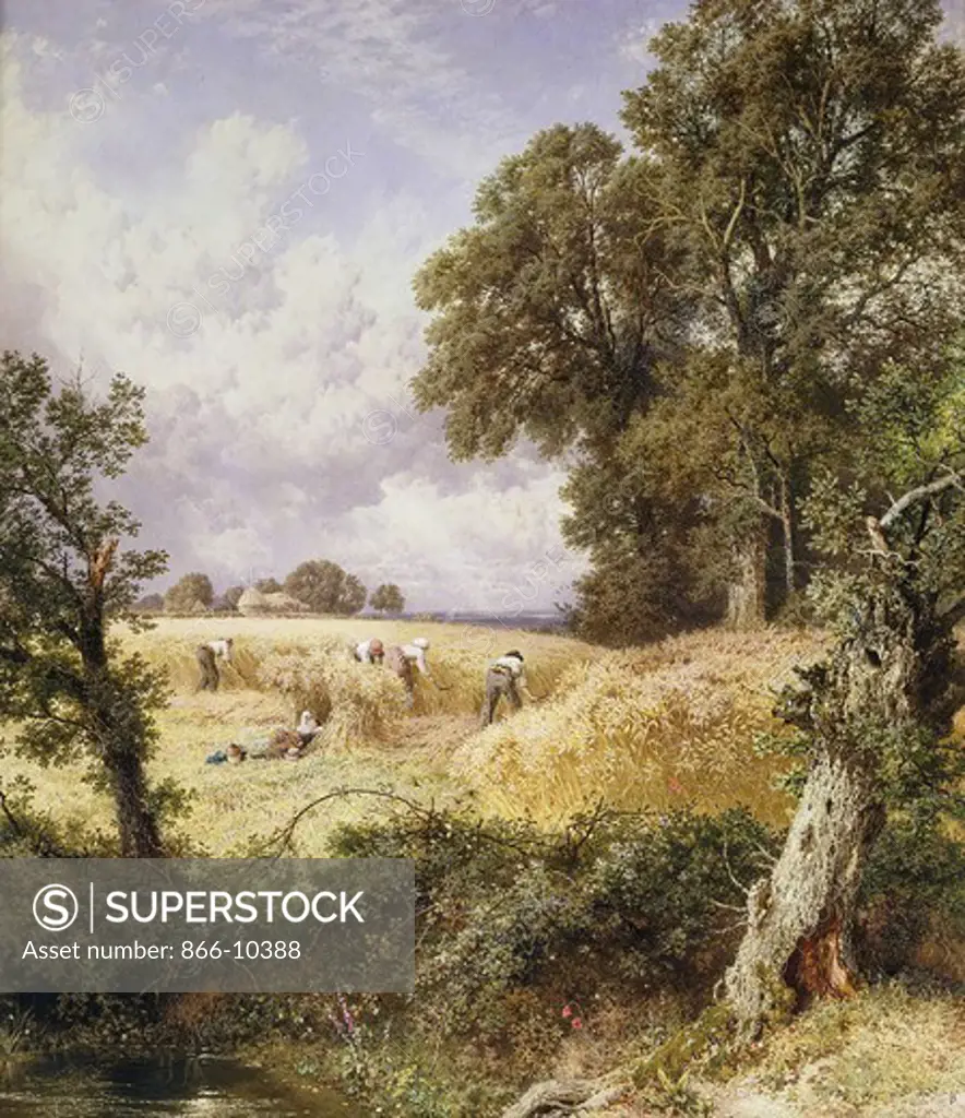 The Reapers. Myles Birket Foster (1825-1899). Watercolour heightened with white. 76.8 x 66.3cm.