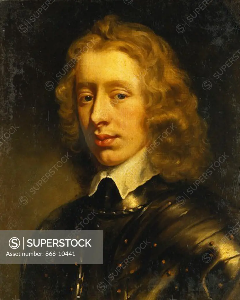 Portrait of a Young Gentleman, thought to be the Duke of Richmond, Bust Length, Wearing Armour. Sir Peter Lely (1618-1680). Oil on canvas laid down on board. Painted circa 1650. 53.3 x 44.5cm.